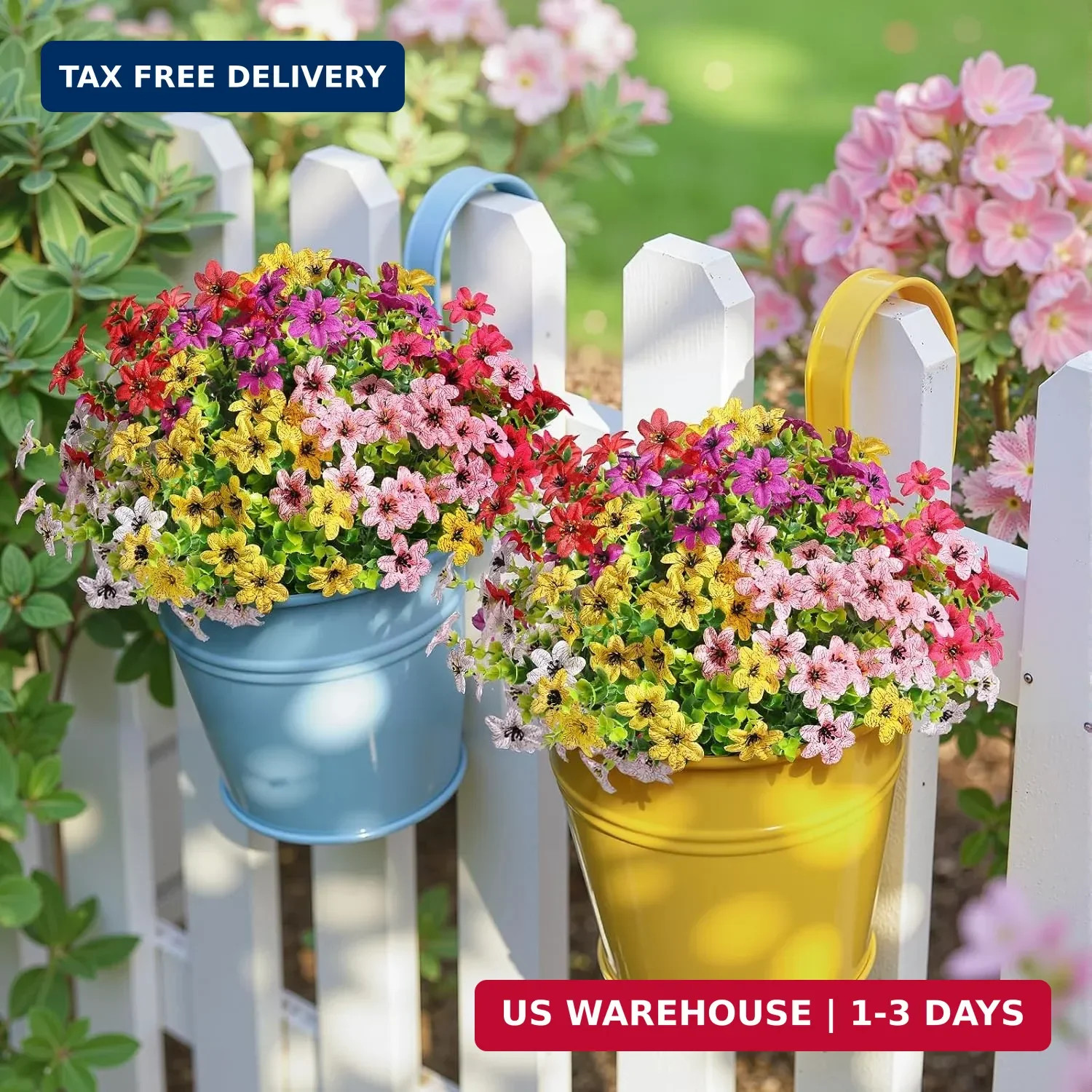 SHareconn 24 Bundles Artificial Flowers for Outdoors Spring Decoration, Fake Sil
