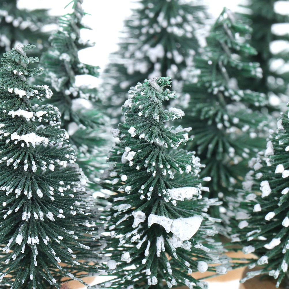 10 Pcs Mini Christmas Tree Ornaments 5 Cm Snow Covered Pine for Xmas Party Decor