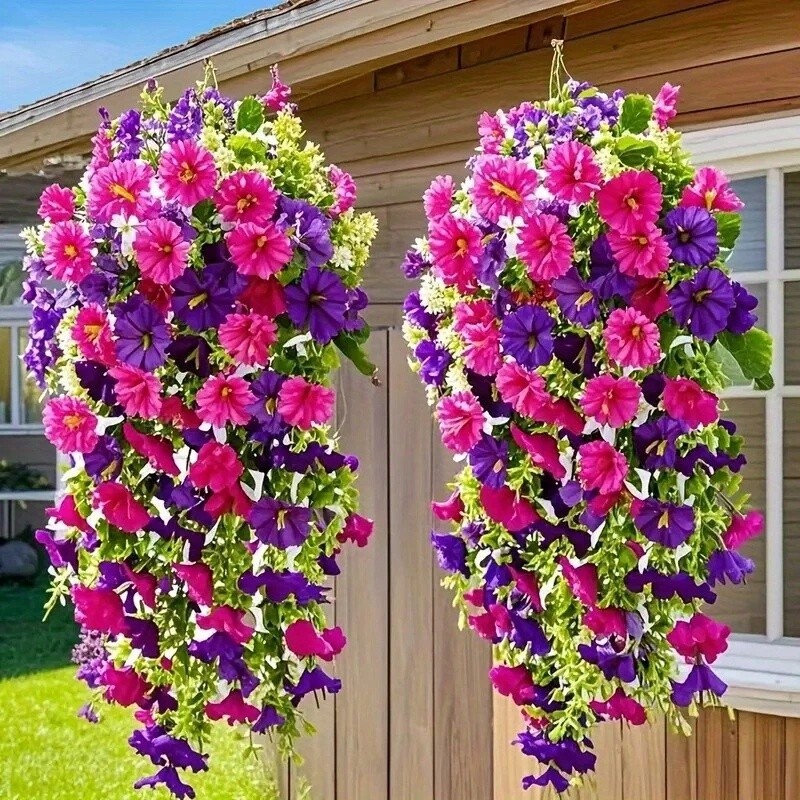 12Pcs Artificial Hanging Flowers Fake Vine Plant for Home Garden Wall Decor