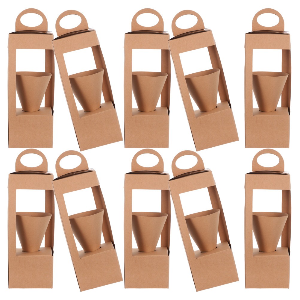 10 Pcs Bouquet Holder with Handle Flower Basket for Valentine’s Day