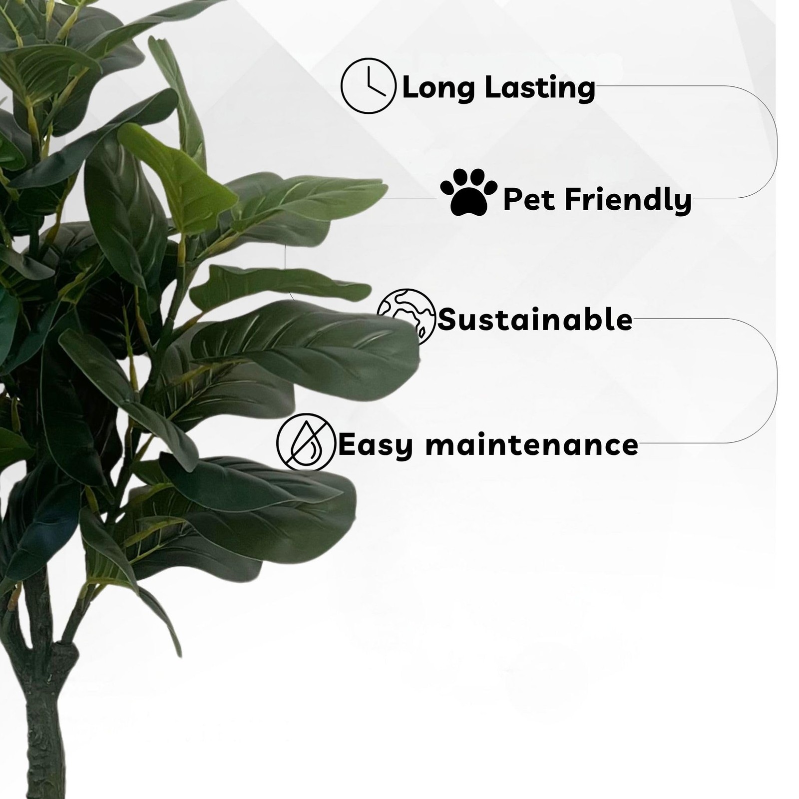 XBrand 39.4-Inches Artificial Fiddle Leaf Fig Tree in Pot Indoor Outdoor Home