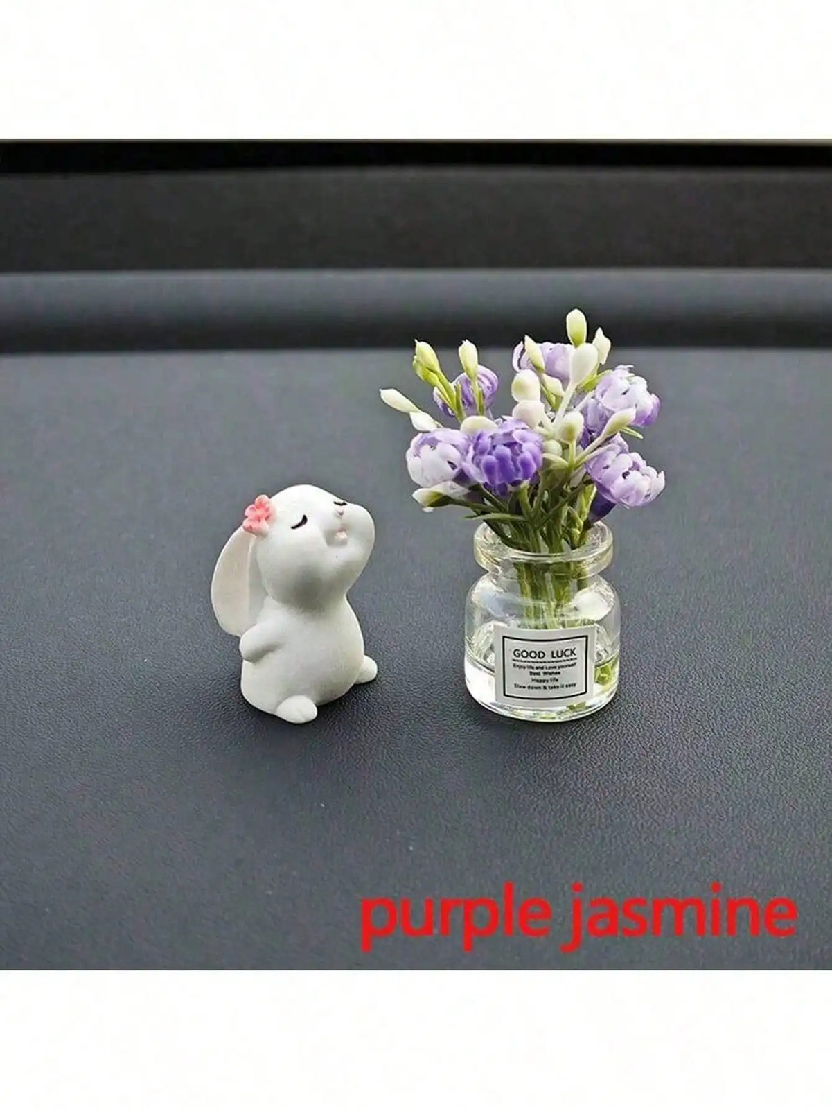 2Pcs Cute Rabbit Car Dashboard Ornament Mini Flower Vase Interior Styling Decor