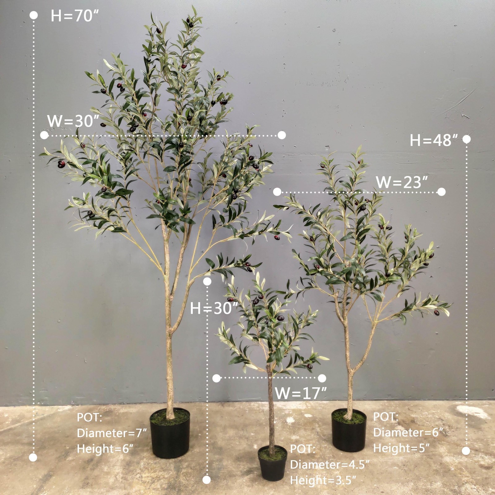 Artificial Olive Tree Faux Silk Indoor Decor Plant 4ft or 6ft