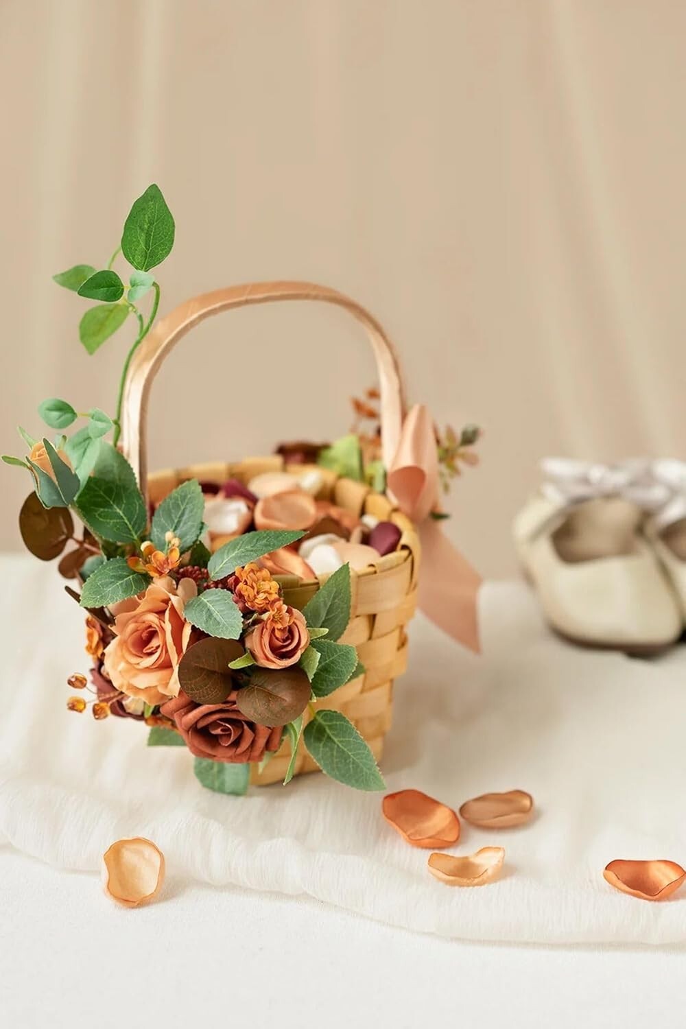 Realistic Silk & Foam Roses – DIY Wedding Centerpiece Combo, 24pcs Amber/Orange