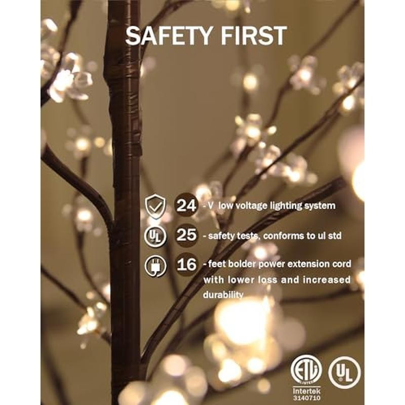 Lighted Cherry Blossom Tree Set 4ft 5ft 6ft Indoor Outdoor Decor Dimmable LED US