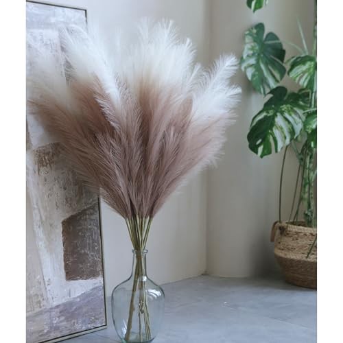 Faux Pampas Grass Tall, 9 PCS 43”/ 110 cm Large Fluffy Pampas Natural Beige
