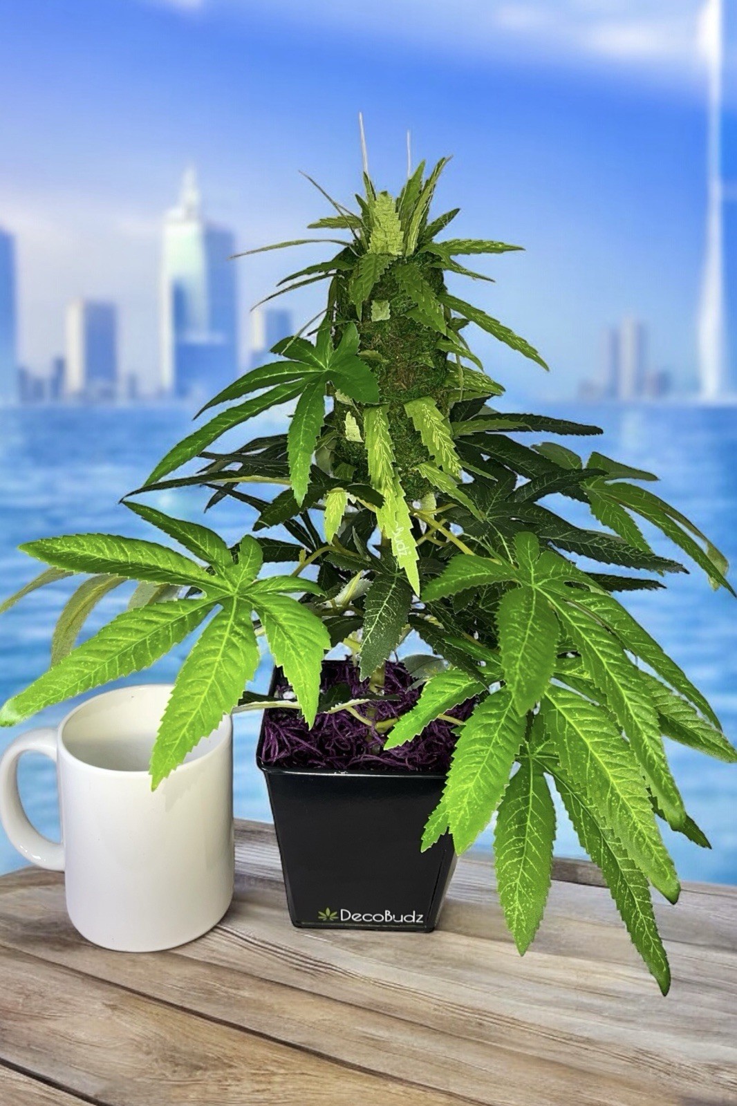 15” Faux Hemp Plant Decorative Cannabis Style Desk Decor