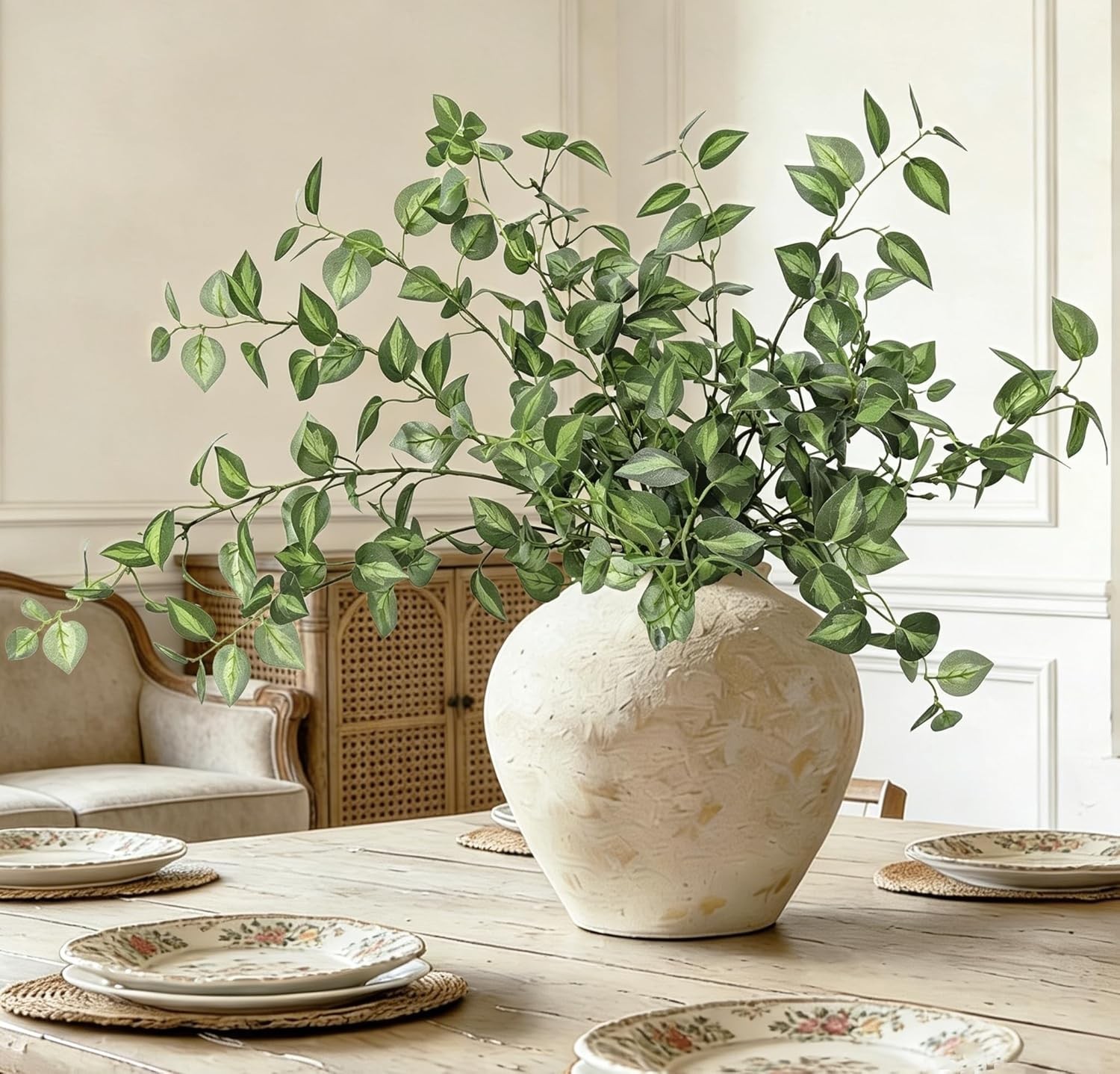 6PCS 32.7inch Long Artificial Stems Faux Greenery Stems for vase Faux Green L…