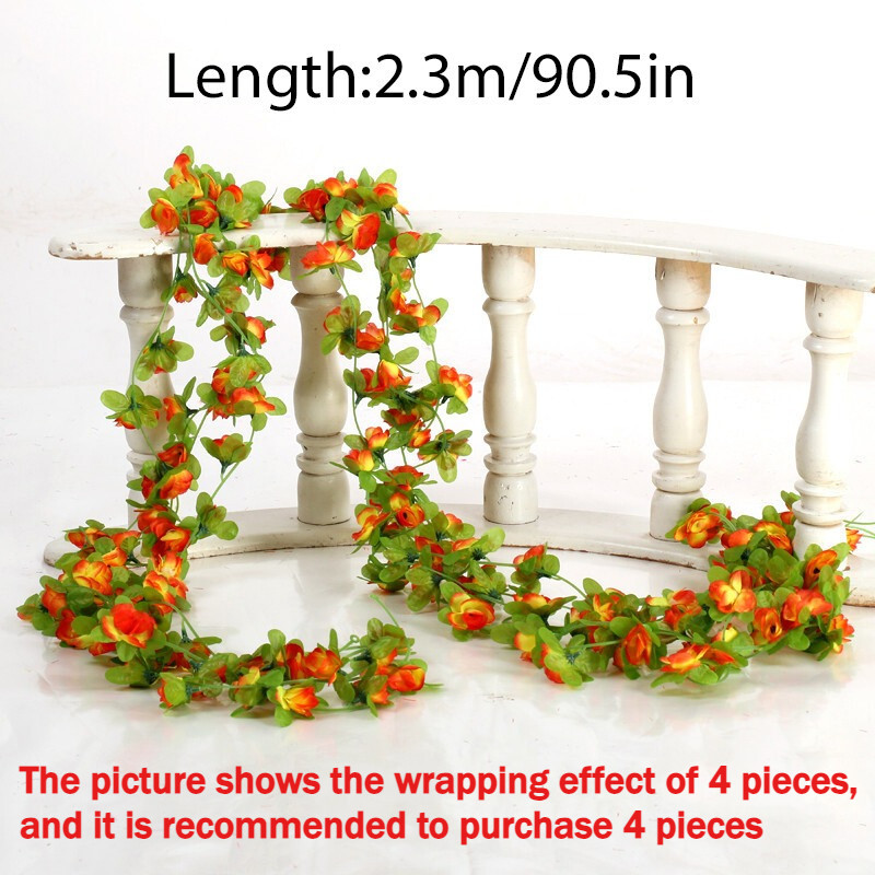 1PCS Silk Rose Artificial Flowers Vine Garland Fake Ivy Arch Hanging Fake Plant