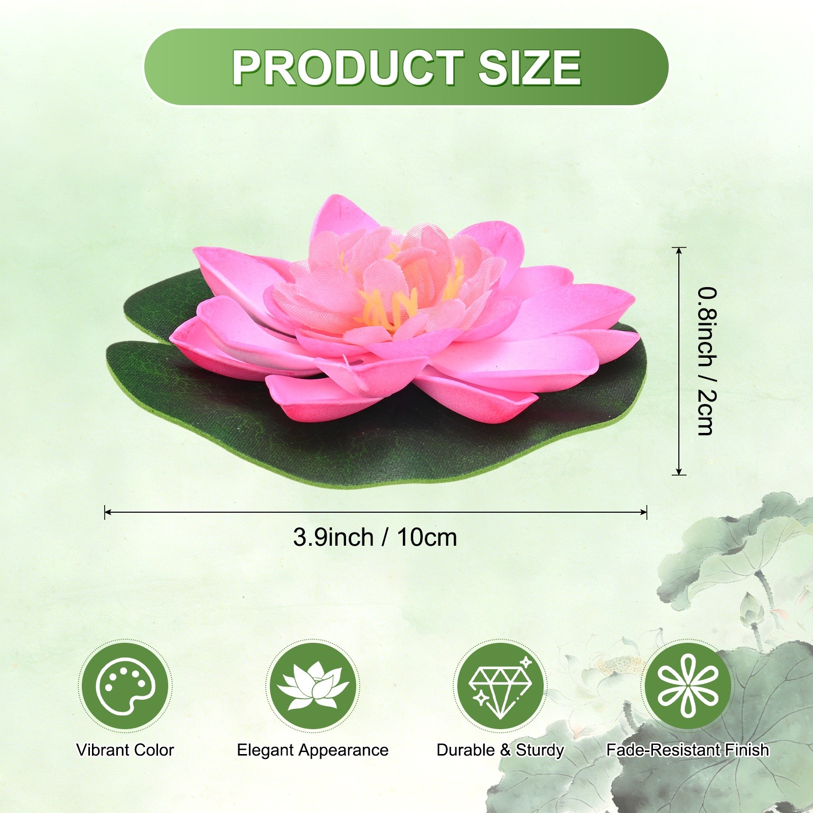 1-Set Artificial Foam Lotus Flower with Water Lily Pad, 4″ [Light Pink]
