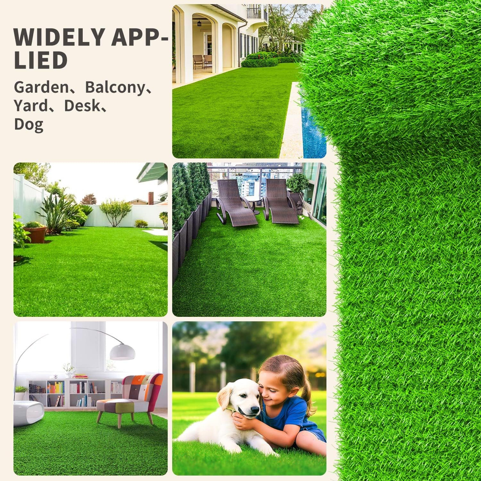 Realistic Artificial Grass Rug Indoor Outdoor, Dog Grass Mat with Drainage Holes