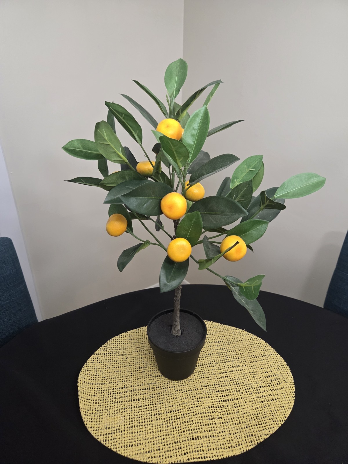 Potted Faux Clementine Tree with Place Mat