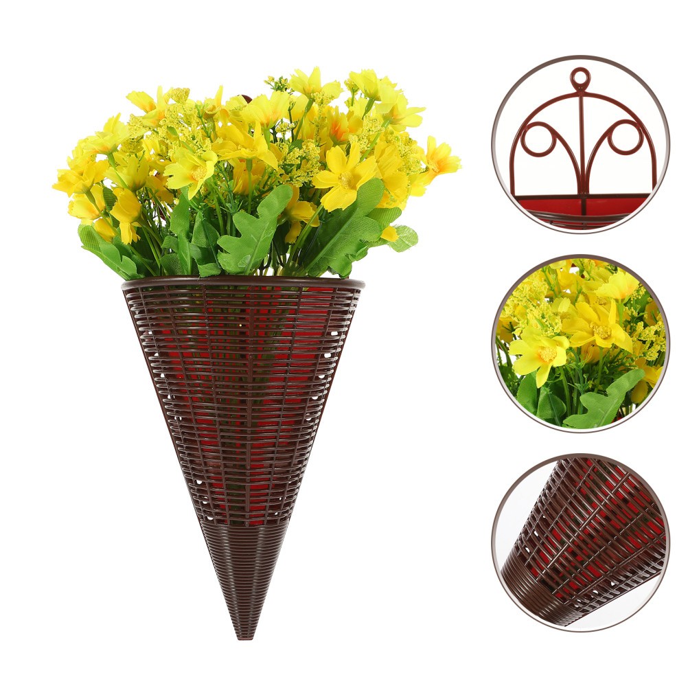 Realistic Yellow Artificial Flower Basket for Door Hanging Decorative Display