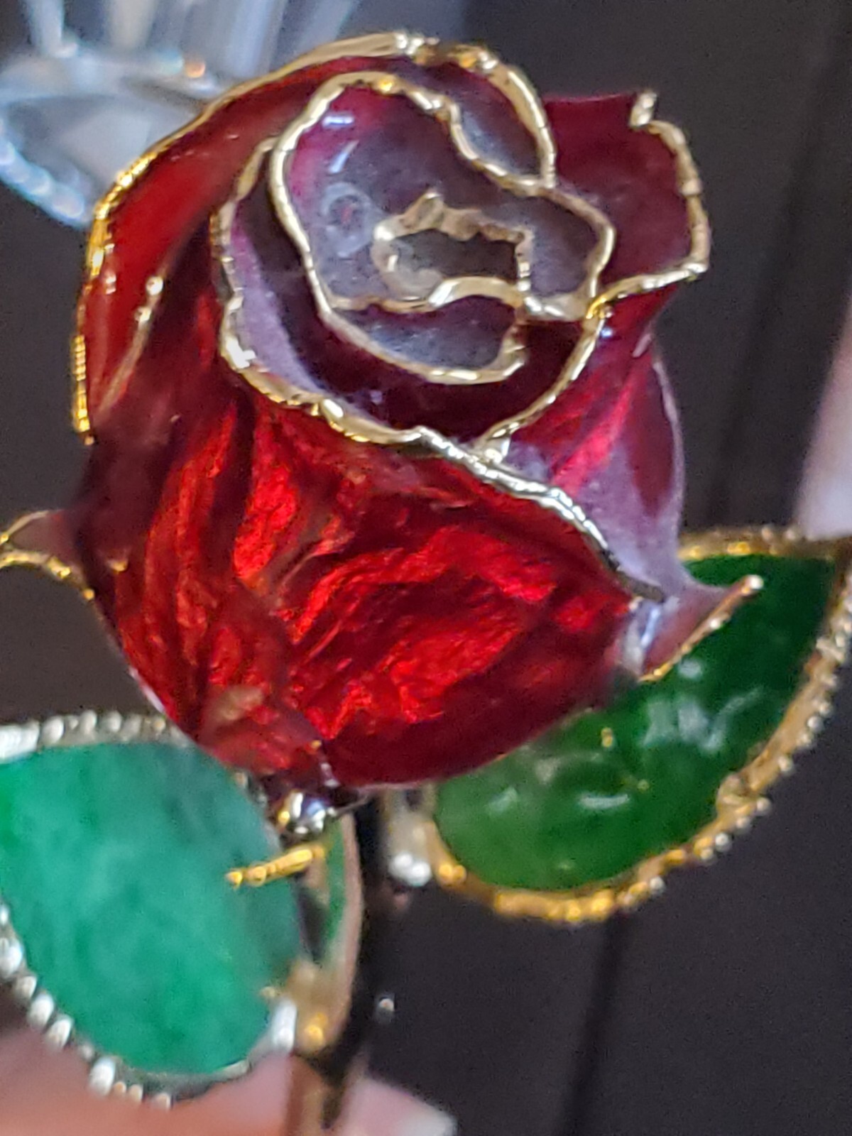 24k Gold Dipped Real Rose (Red) With Vase
