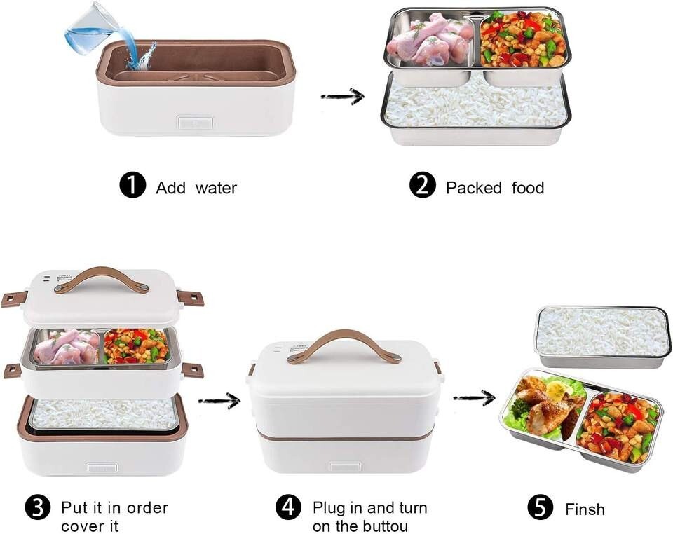 Heated Lunch Box 800 ml Self Cooking Electric Lunch Box, Portable Food Warmer