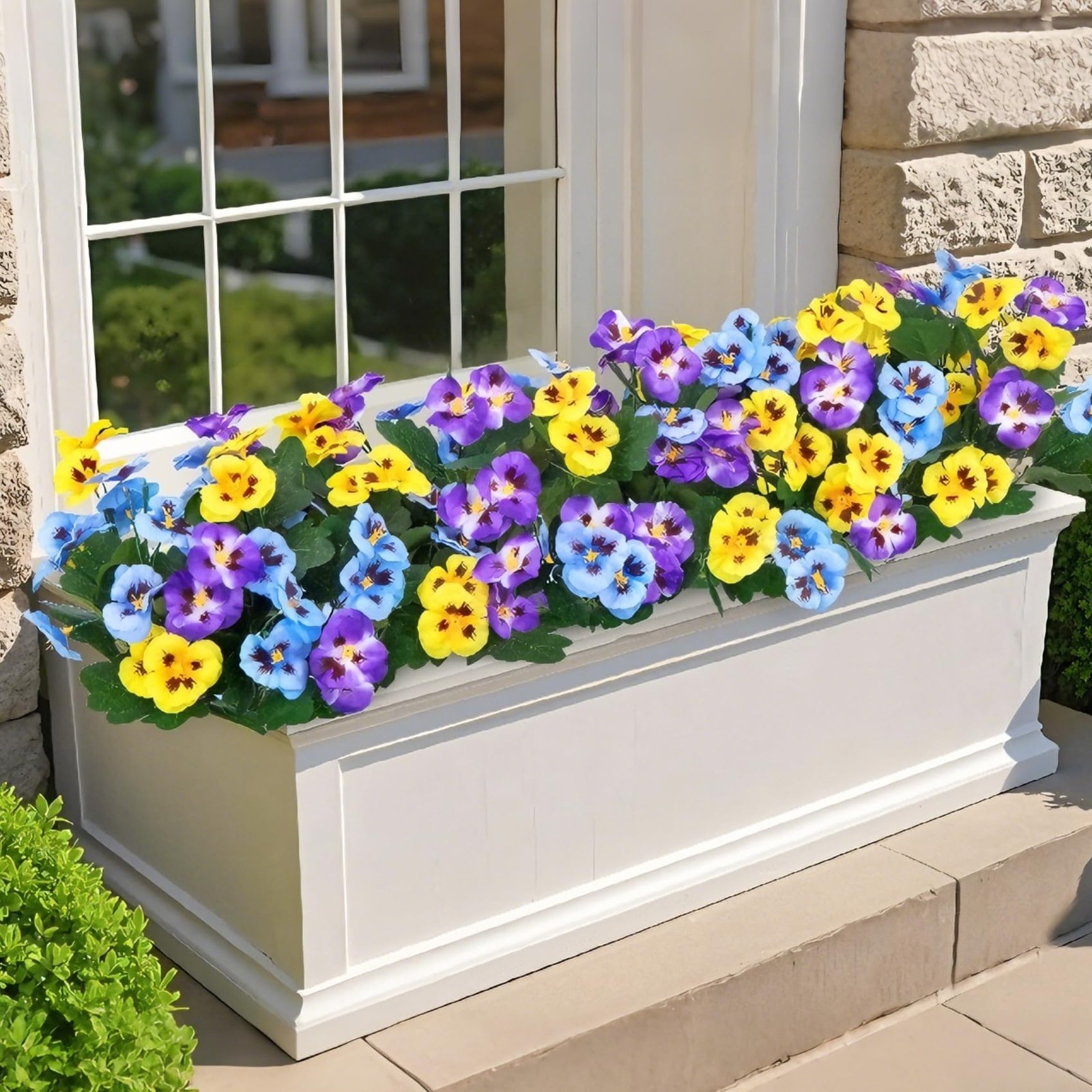 15 Bundles Artificial Flowers for Outdoors, 15″ Fake Pansies Silk Flowers UV …