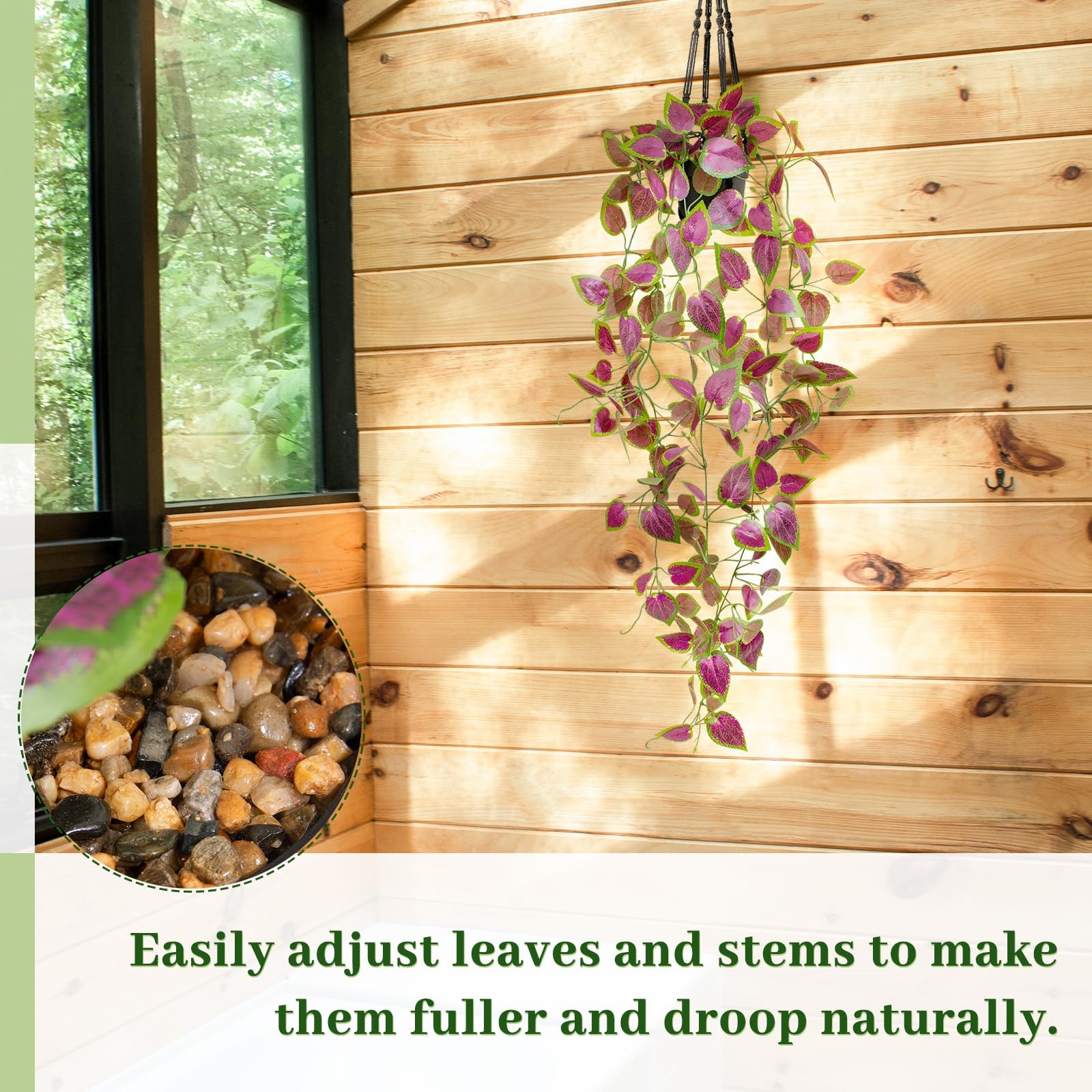 Artificial Hanging Potted Plants, Small Fake Purple Potted Plant Faux Ivy Vin…