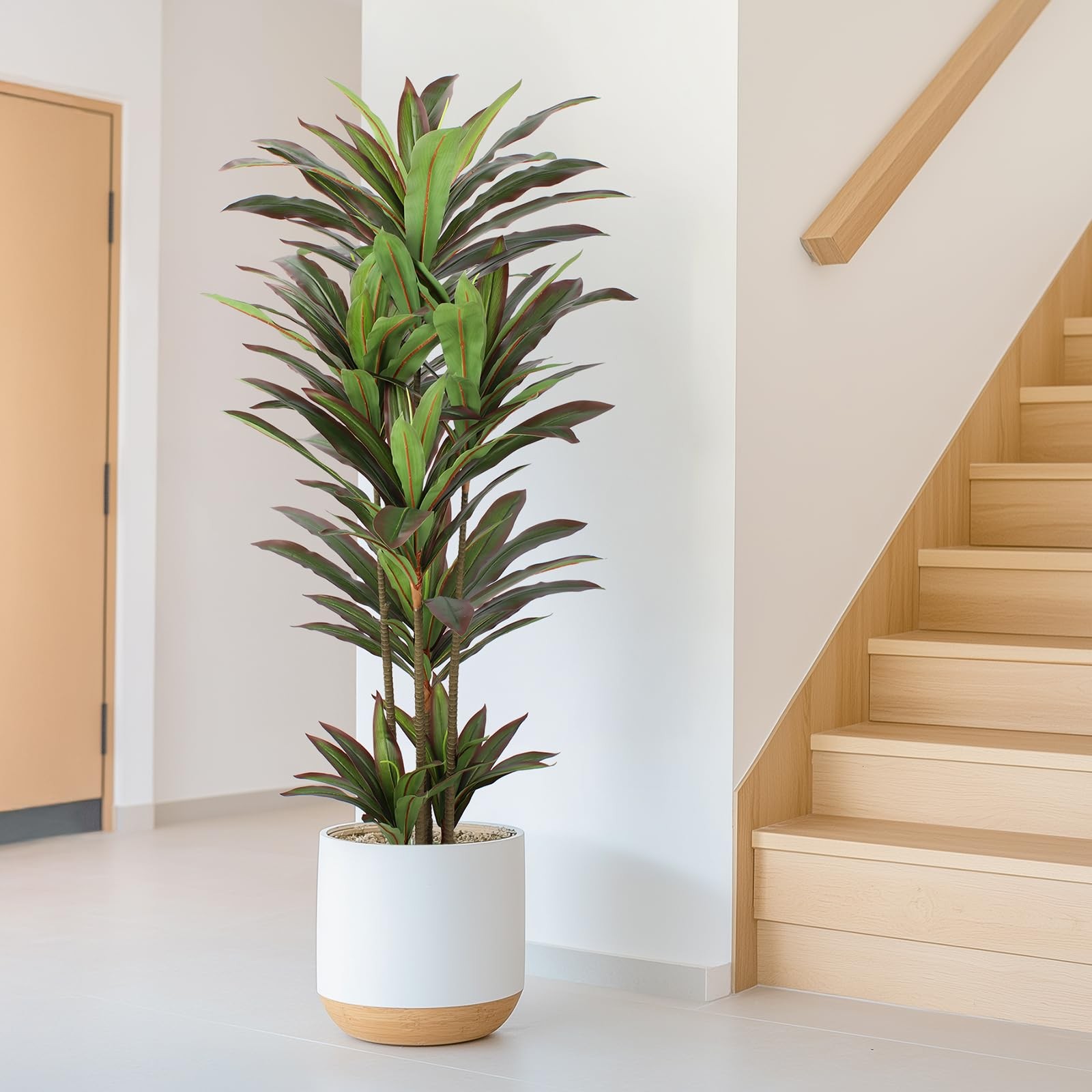 FLOWORLD Dracaena Artificial Plant 5ft Red Yucca Silk Tree Faux Plants Indoor…