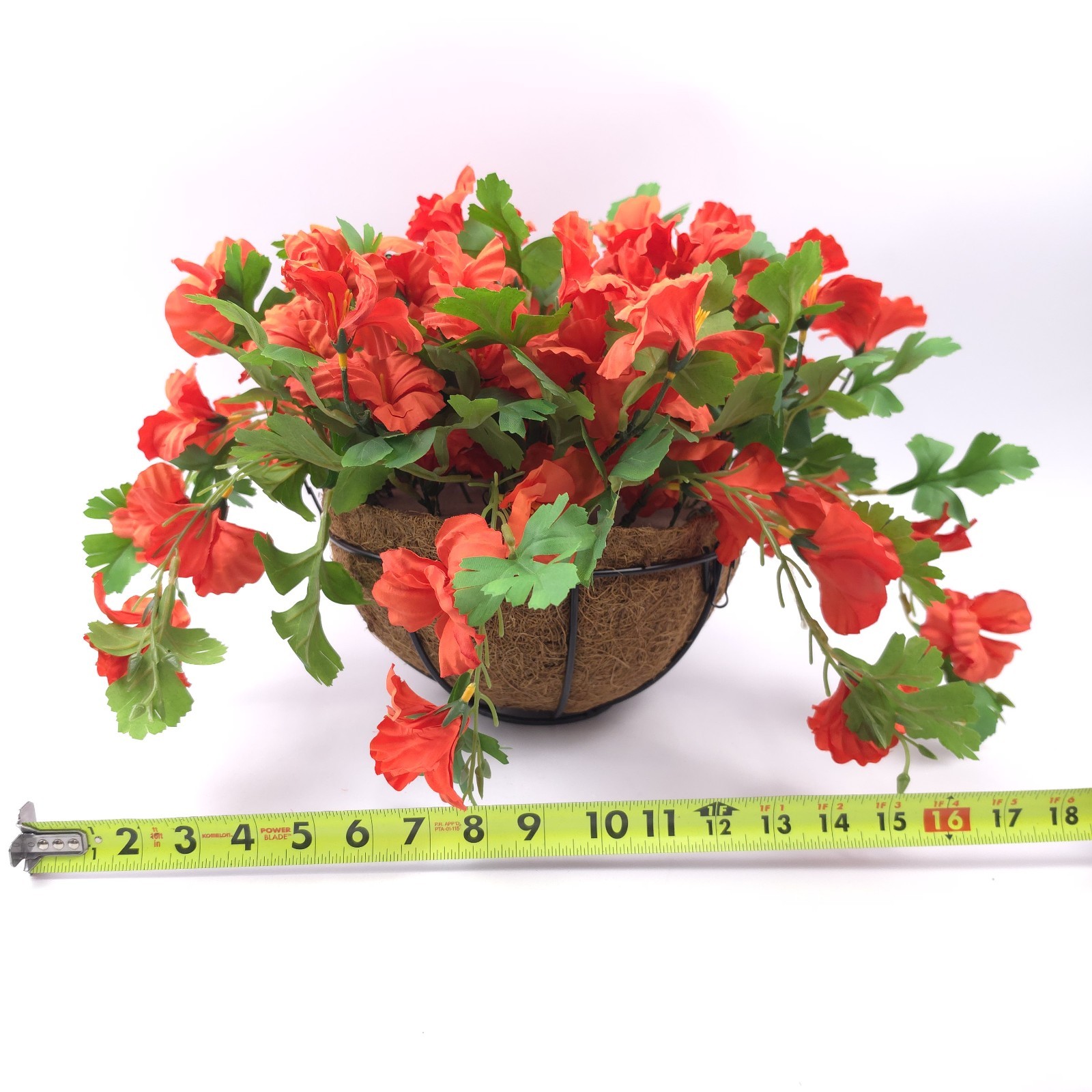 Wicker Park 20″ Faux Orange Impatiens Hanging Basket Floral Decor Flowers