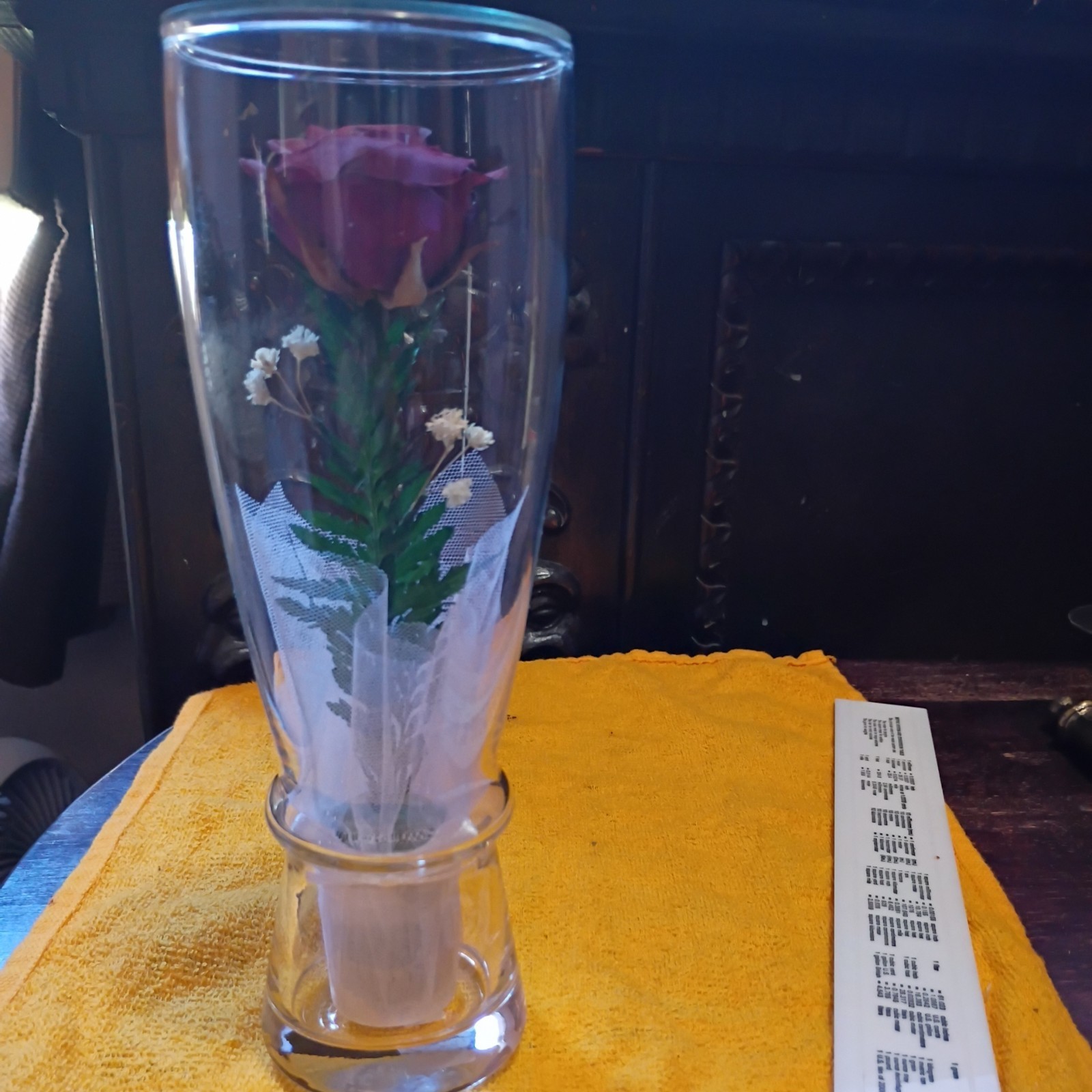 Beautiful Vintage Preserved Flowers Handmade Real Rose Sealed Glass