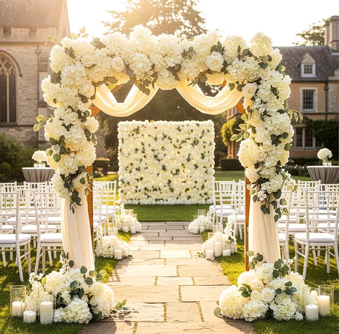 104pc. Silk Hydrangea Artificial Flowers w/Stems Champagne Color New