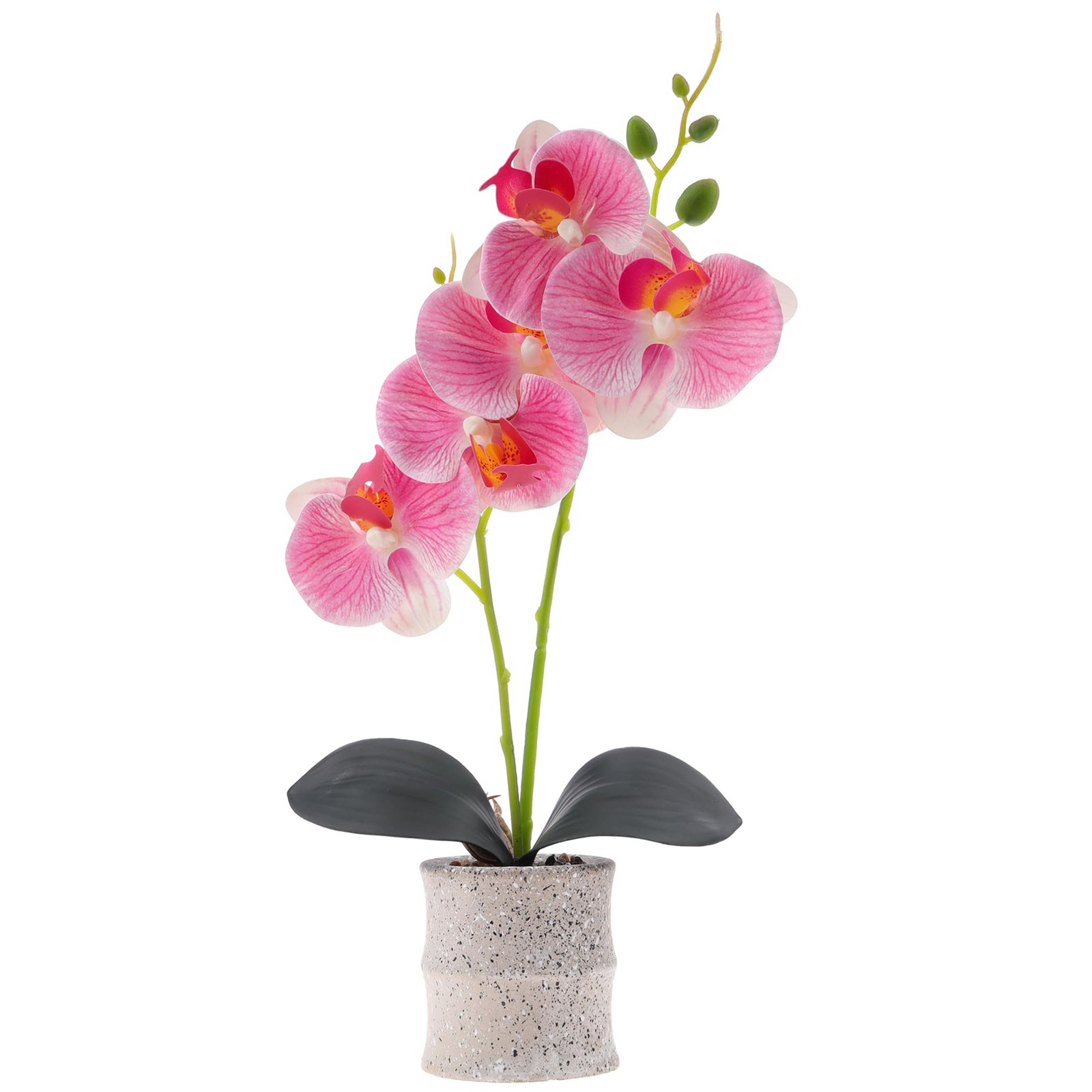 16.5 Inch Pink Artificial Orchid Flowers Pot Fake Phalaenopsis Bonsai Decor