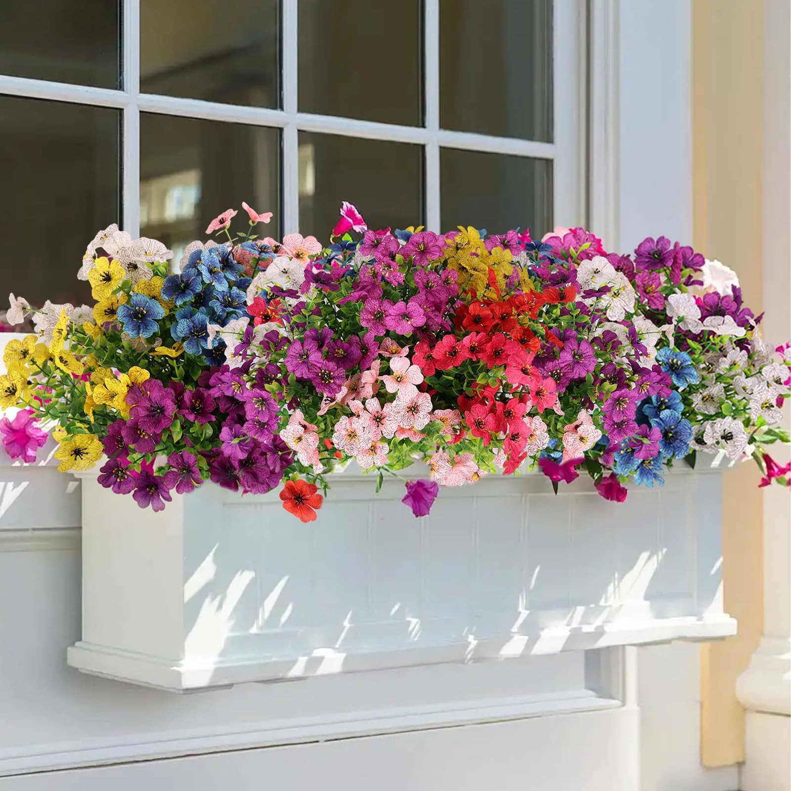 ICEROYCE Artificial Flowers for Outdoors, 16 Bundles UV Resistant Fake Outdoo…