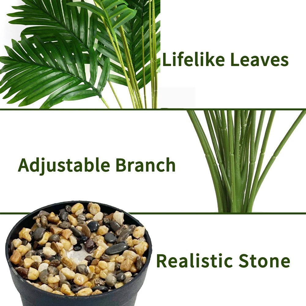 24 Leaves Artificial Areca Palm Tree Faux Potted Plant Home Indoor Outdoor Decor