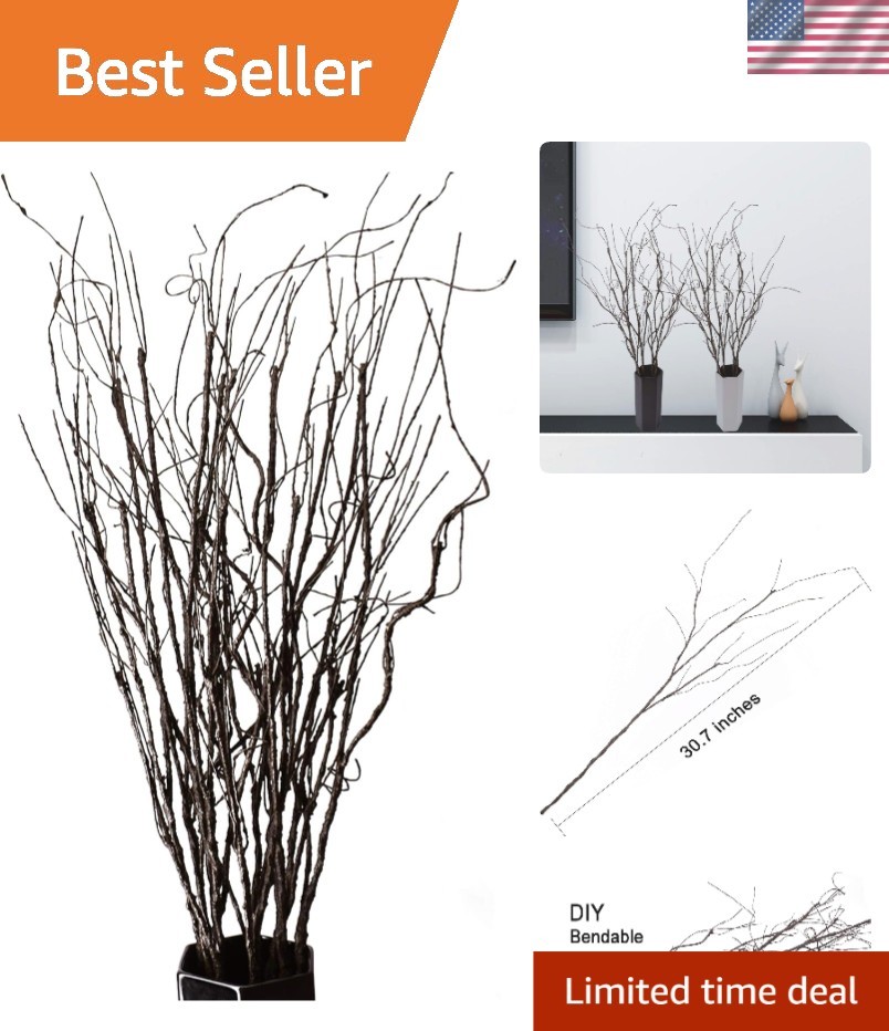 Versatile 10PCS Dried Willow Branches – Bendable 30.7 Inch Floral Decor