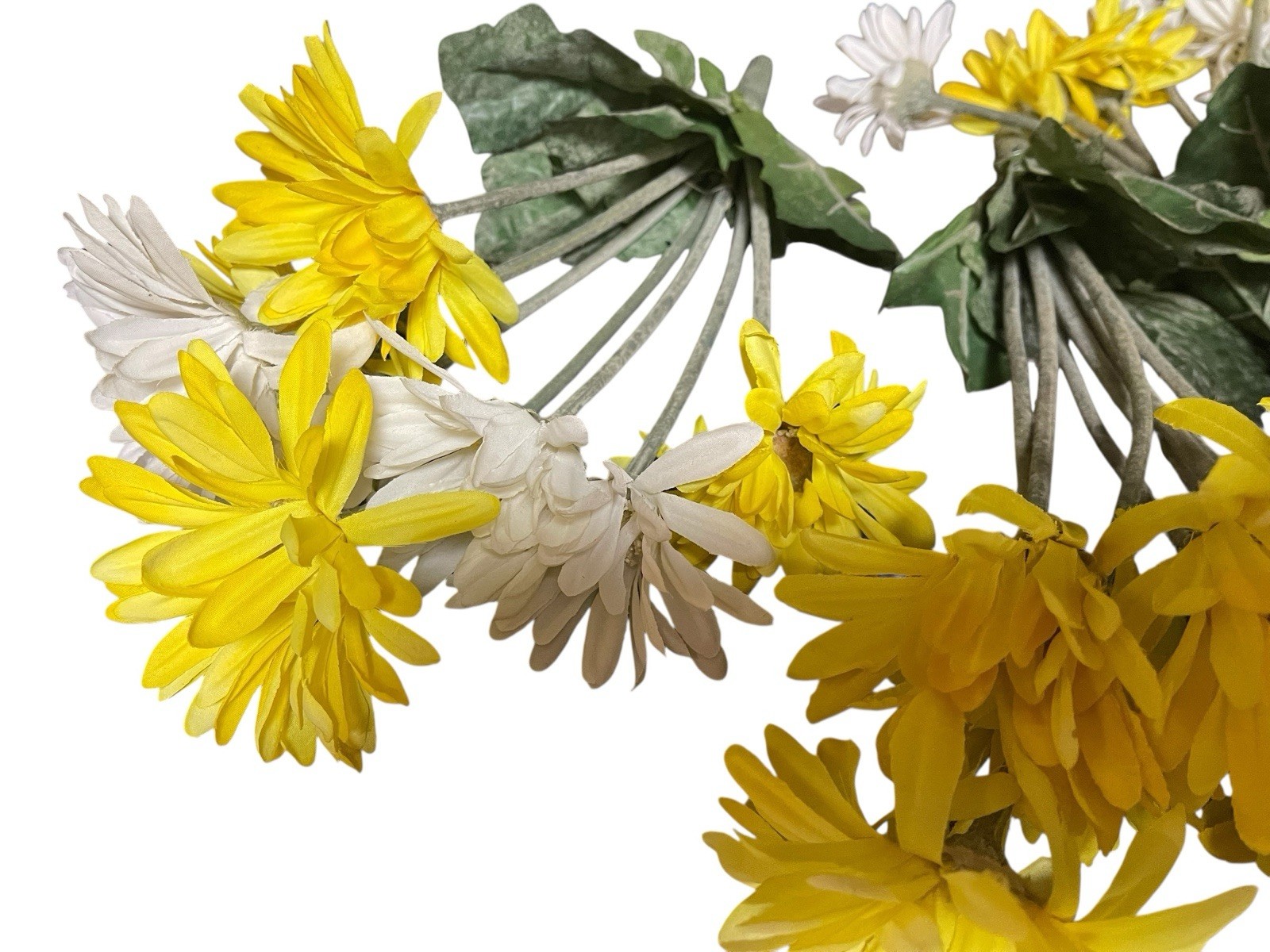 Set Of 4 Bunches Of Yellow & White Artificial Flowers