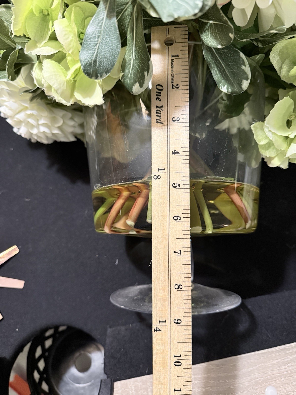 MARTHA STEWART hugh end real touch faux floral bouquet in glass pedestal bowl