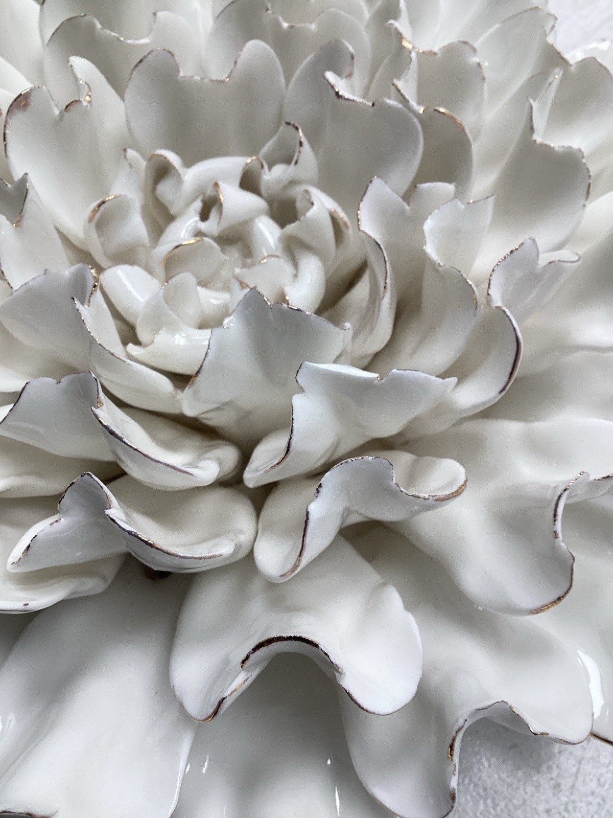 10” Ceramic Wall Flower White, New With small Defect, In Original Box
