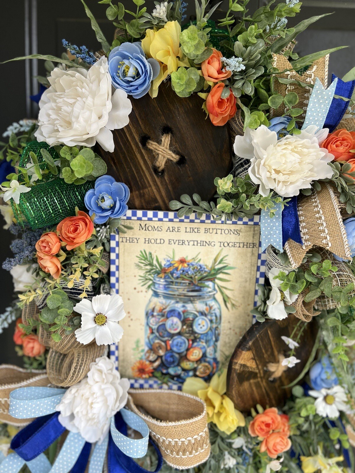 XL Mom Wreath, Year Round Wreath, Wreath For Mom, Mothers Day Gift, Sewing Gift