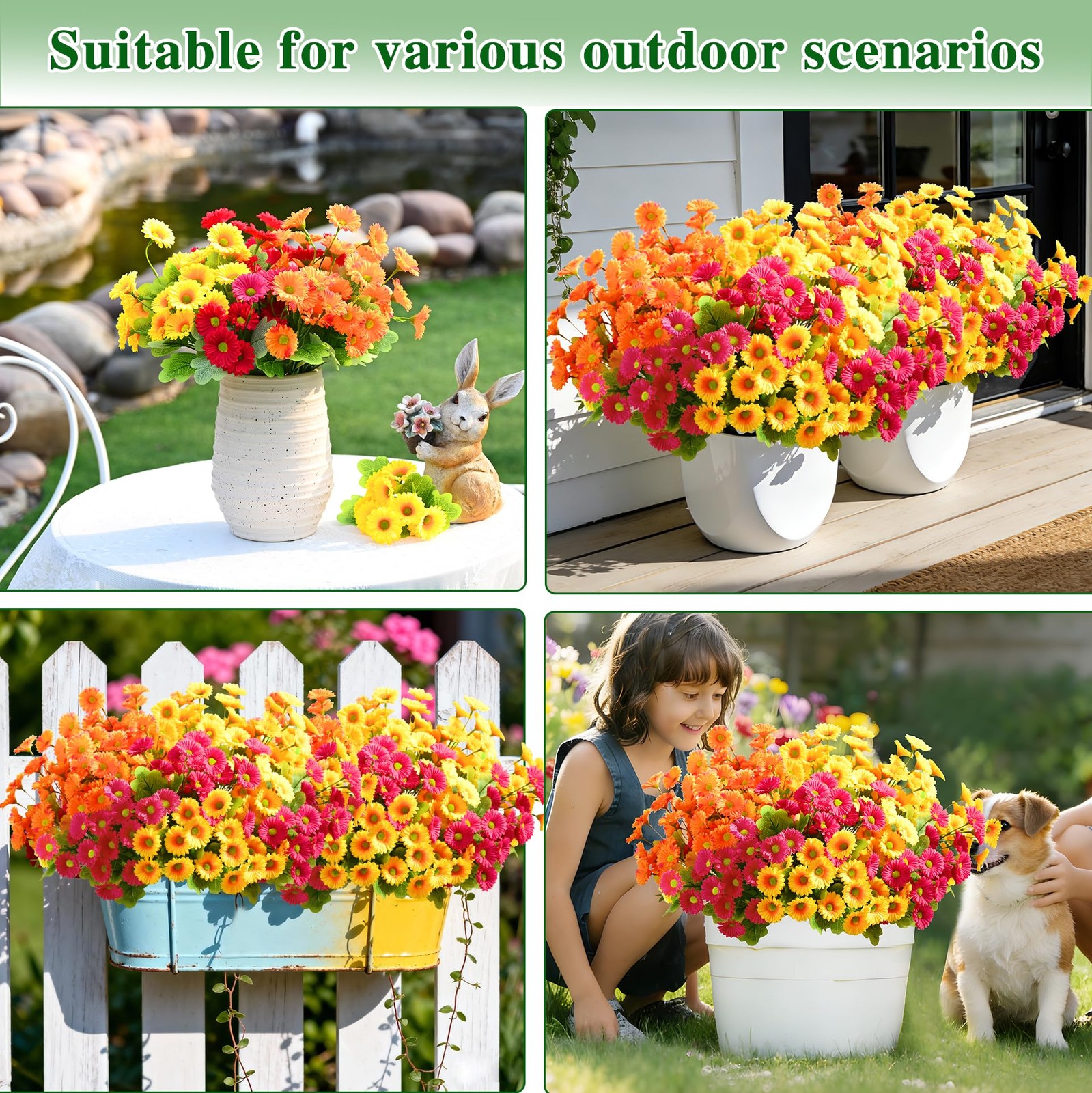 Best Waipfaru Artificial Flowers for Outdoors Faux Plants, UV Resistant Outdoor