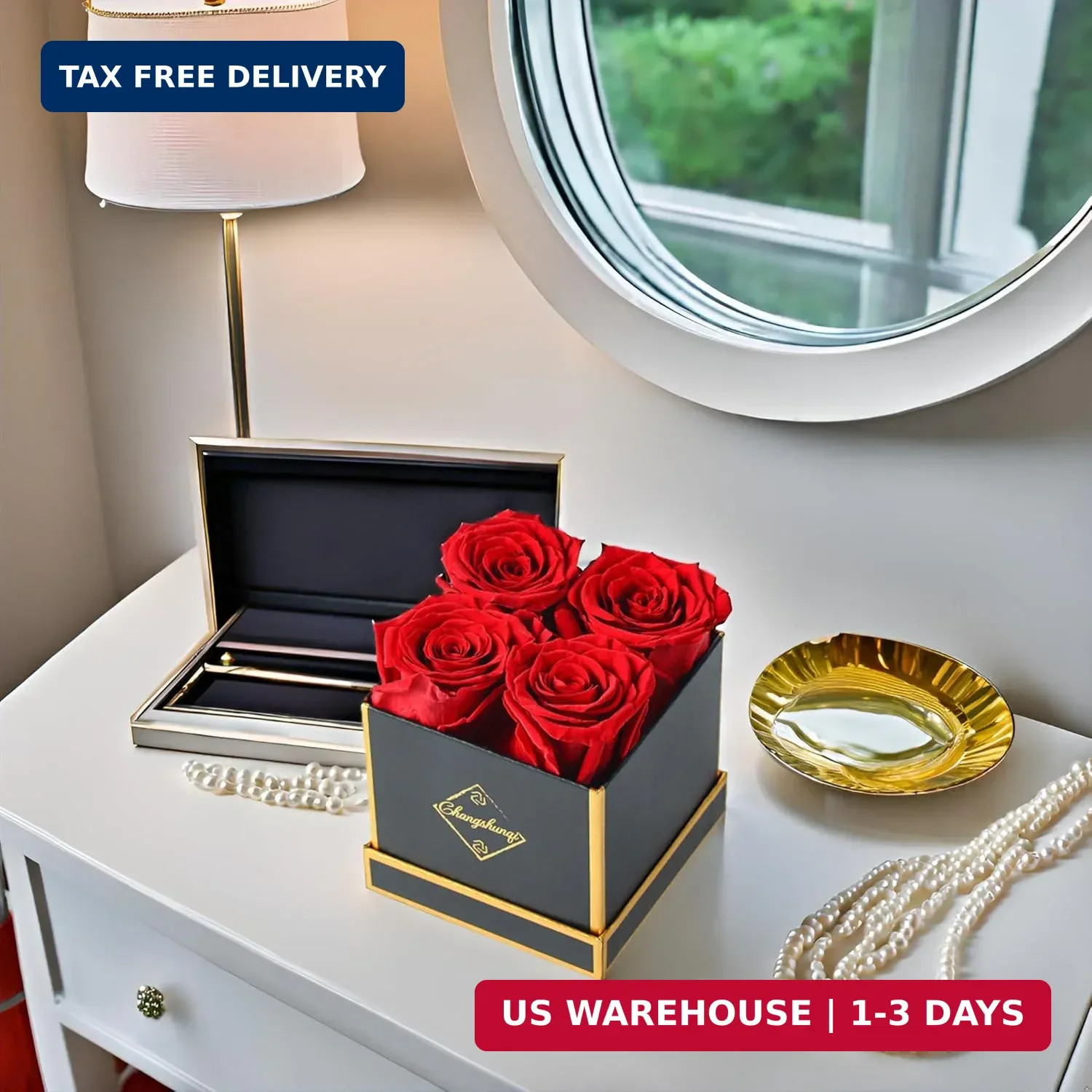 Changshunqi Forever Flowers, Preserved Roses in a Box, Eternal Rose Flowers for