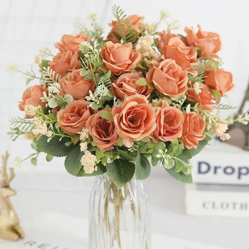 5 Heads Artificial Rose Bouquet for Home, Wedding & Party Decor