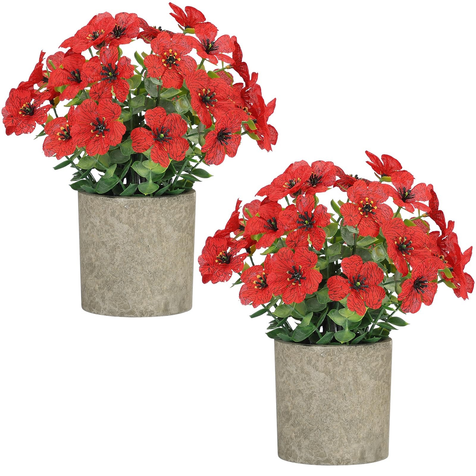 2 Pack Small Fake Plants Potted Artificial Plants Artificial Flowers Potted F…