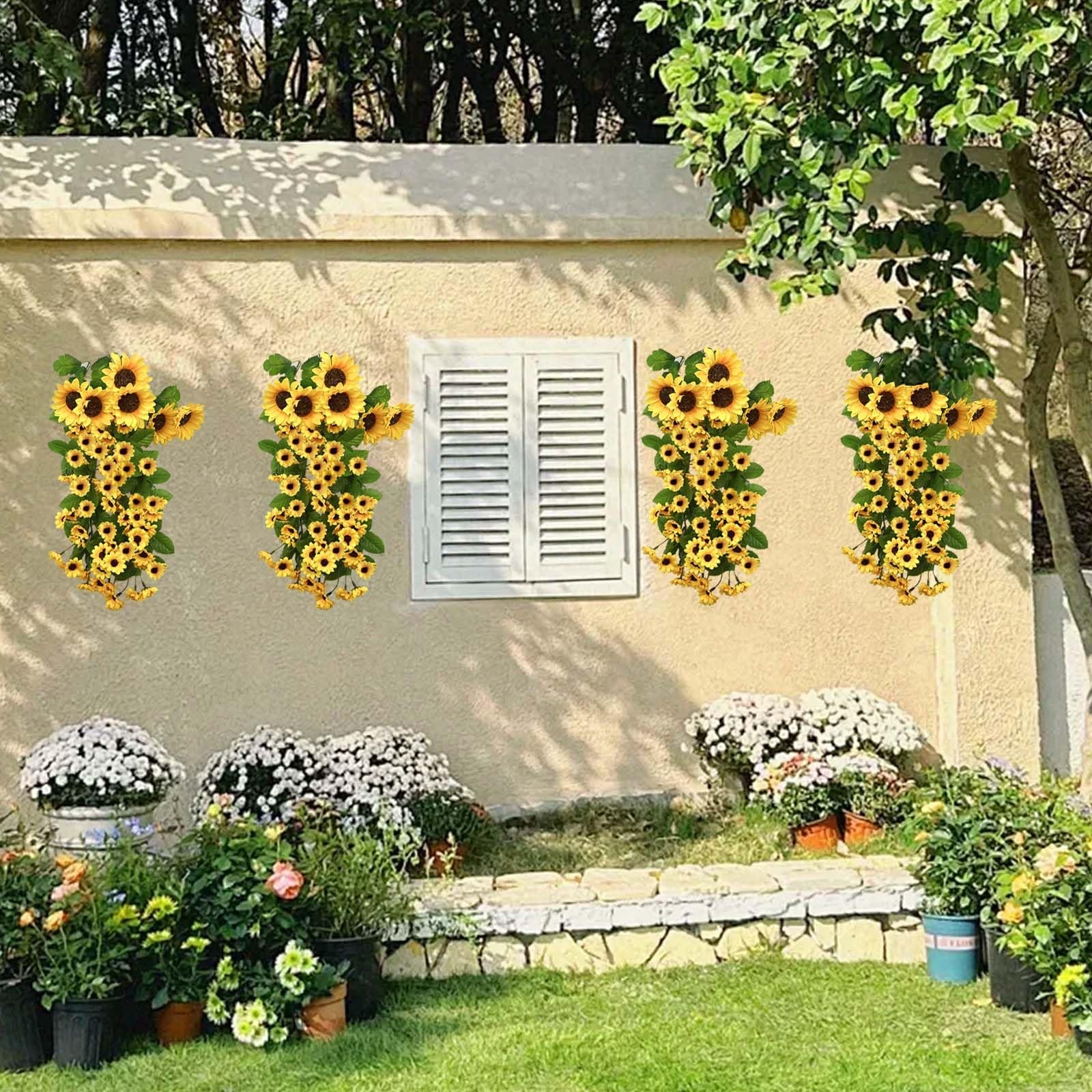 Daily Treasures 2PCS Artificial Hanging Flower,176 Realistic Silk Sunflowers …