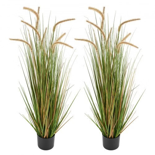 Artificial Grass Plant, 2 Pack 47 inch Horsetail Reed Grass in Pot, Premium PVC