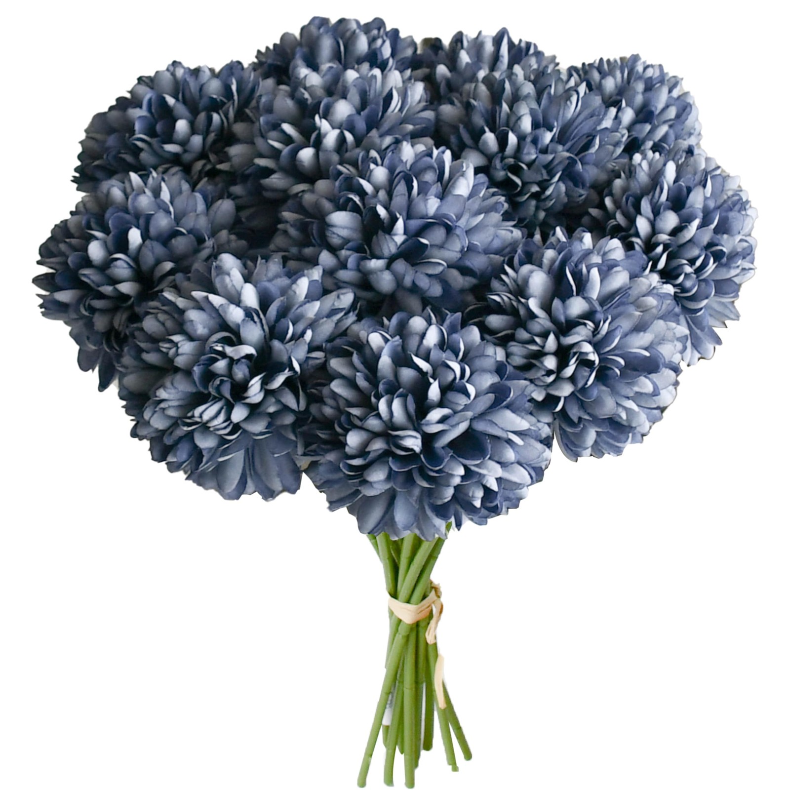 12 PCS Dusty Blue Artificial Chrysanthemum Mums Silk Flowers Home Centerpiece