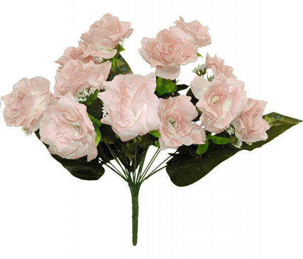 Open Rose Bush 12 Stems 21in Peach