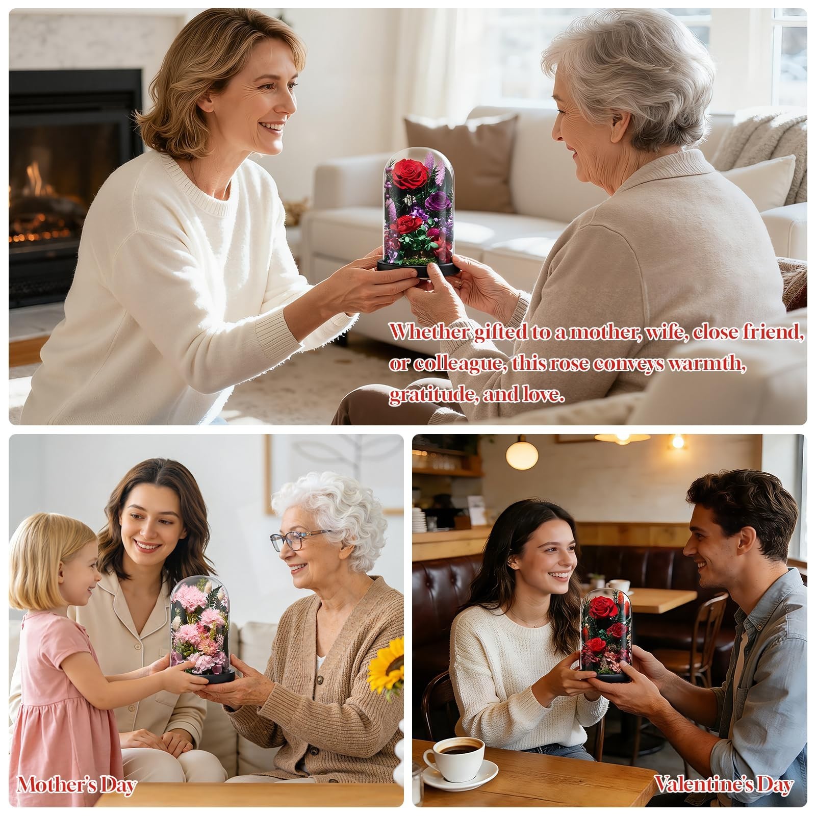 Forever Fresh Preserved Roses – 7.48in Floral Gift for Women, Mom, Wife, Birthda