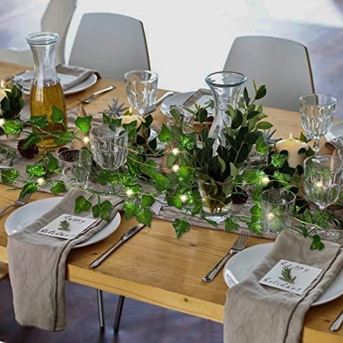 24 Pack Ivy Fake Vines 173 FT Artificial Greenery Garland with 200 LED Lights fo