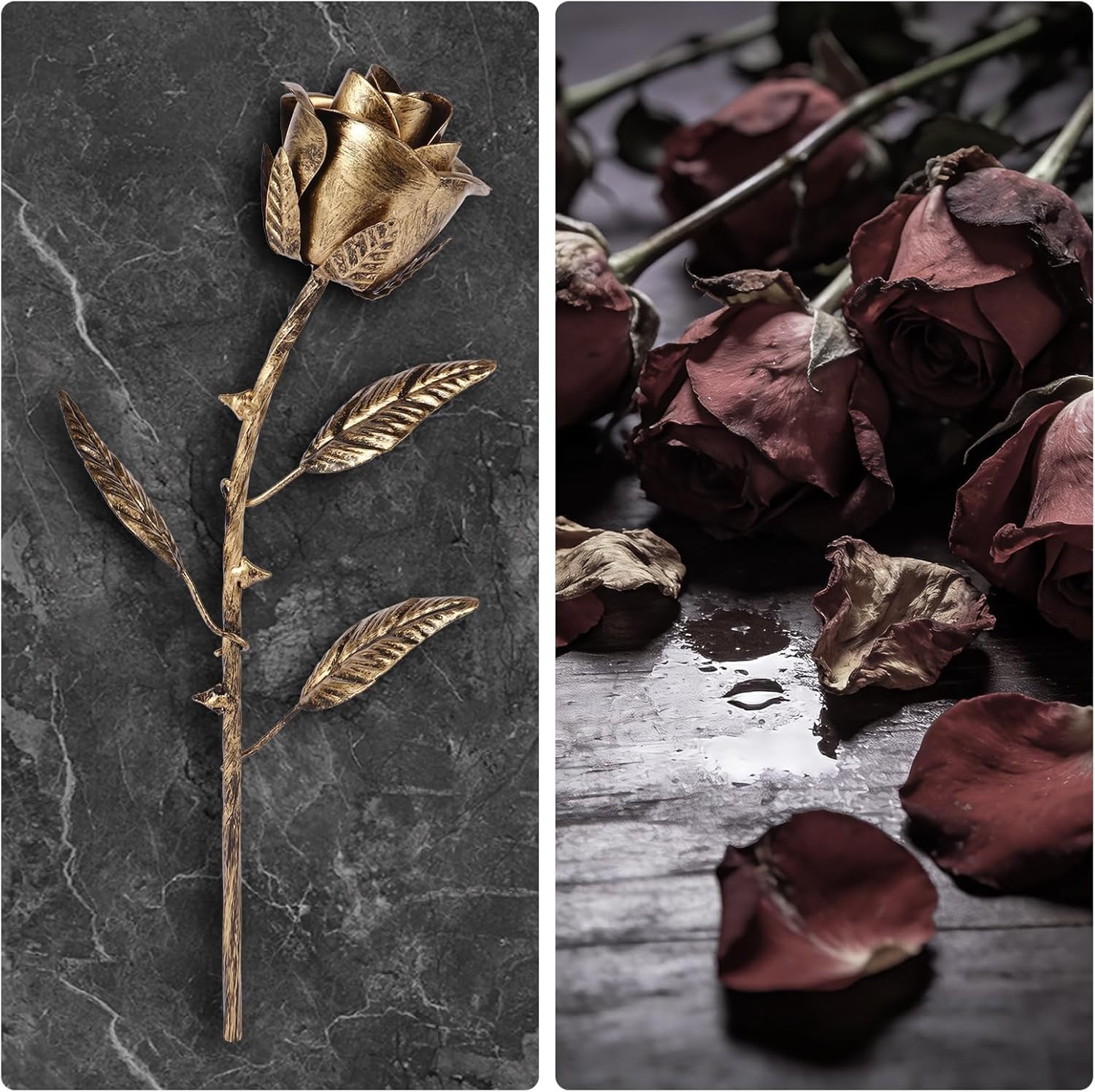 Handcrafted Bronze Metal Rose – Solid Gift of Everlasting Love – 8th 19th Wed…