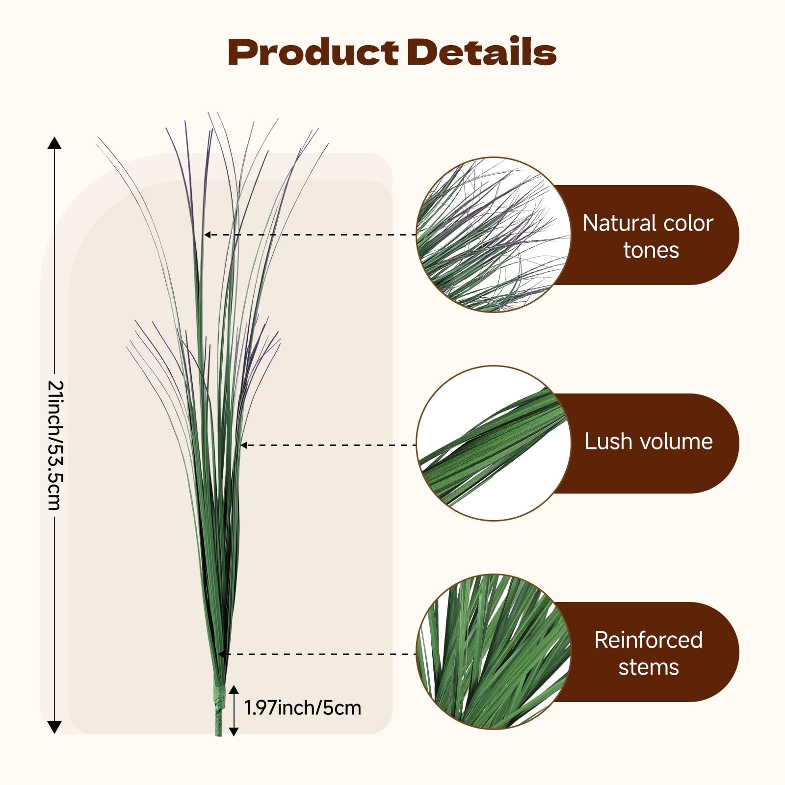 12Pcs Artificial Plants Outdoor, 21″ Fake Shrubs Wheat Grass, Greenery Stems …