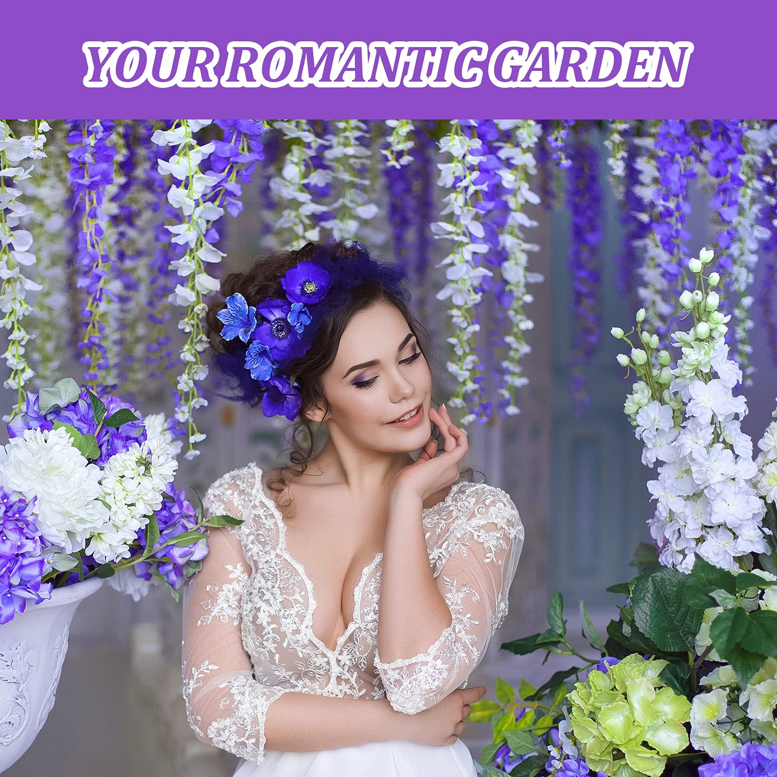 4 Pieces 26 Ft in Total Purple Wisteria Garland Hanging Flowers Artificial Vi…