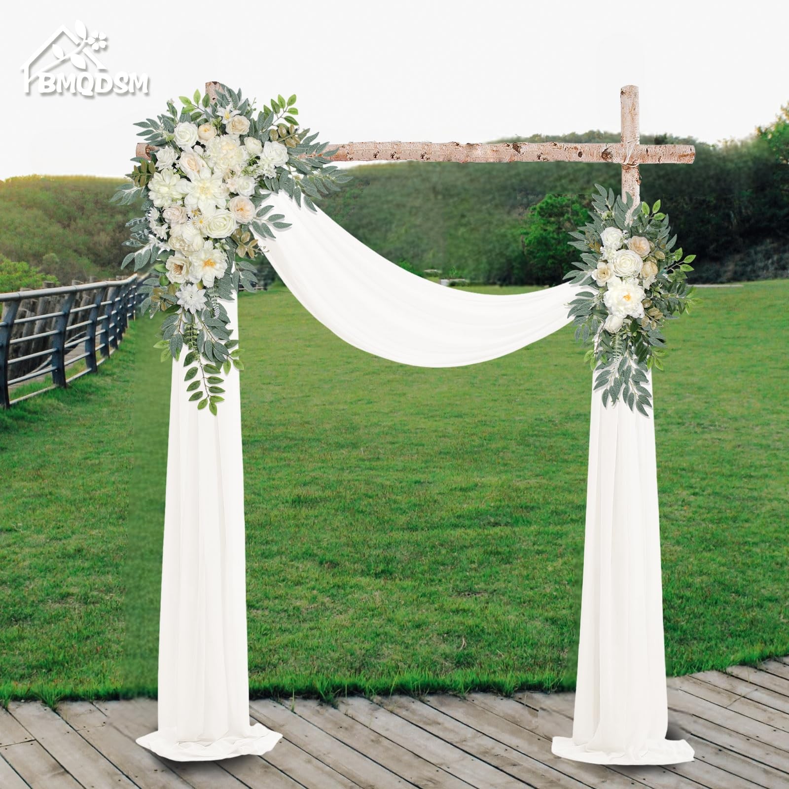 BMQDSM Wedding Arch Flowers with Drapes (Set of 3) Wedding Decor and Wedding …