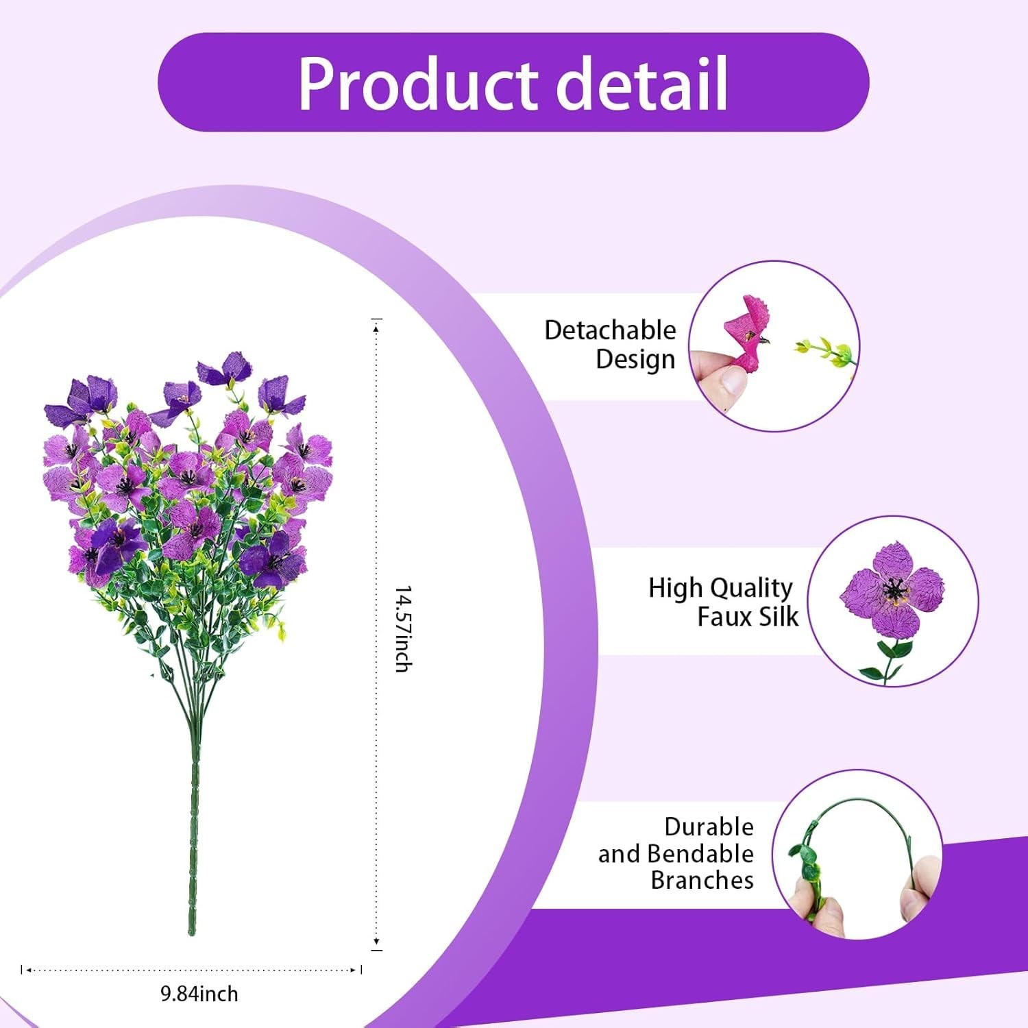 INXUGAO Artificial Faux Plants Flowers Outdoor Spring Summer Decoration, 12 B…