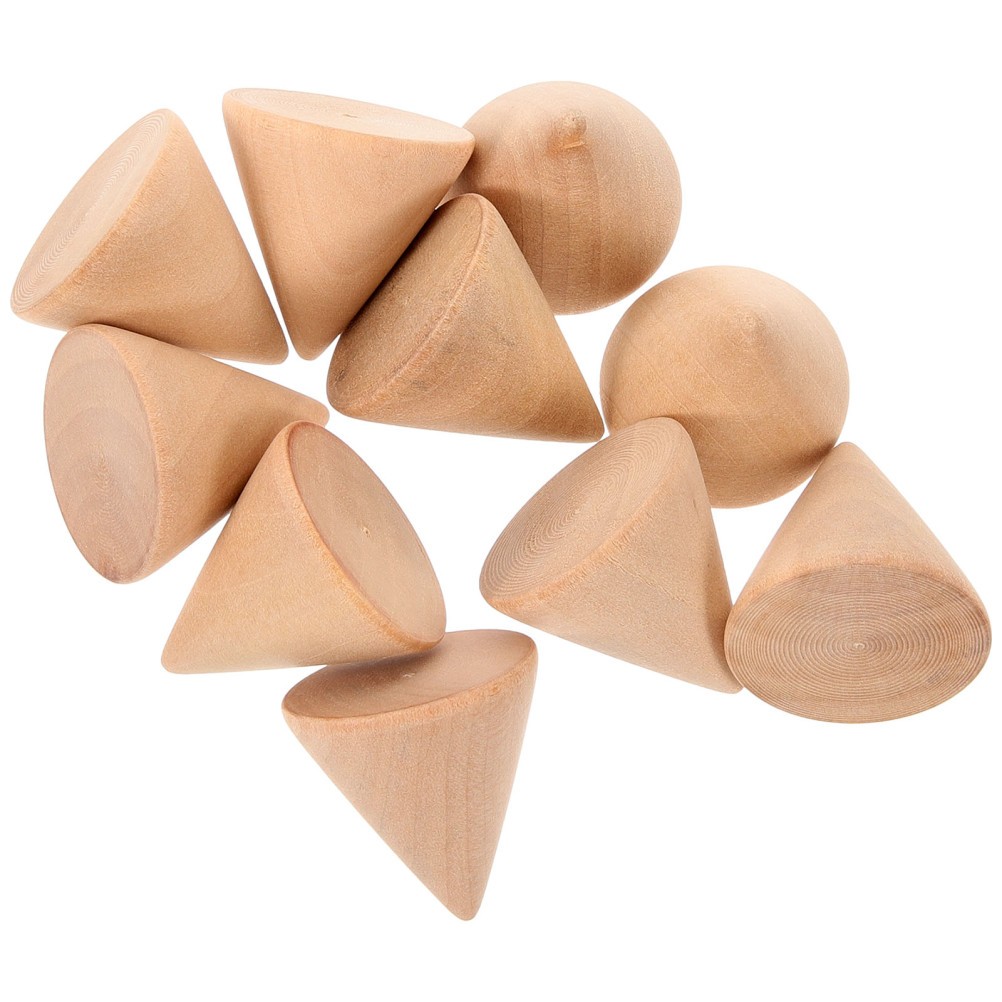 10Pcs Wood DIY Cone Craft Beige Unfinished Ornament for Painting and Staining
