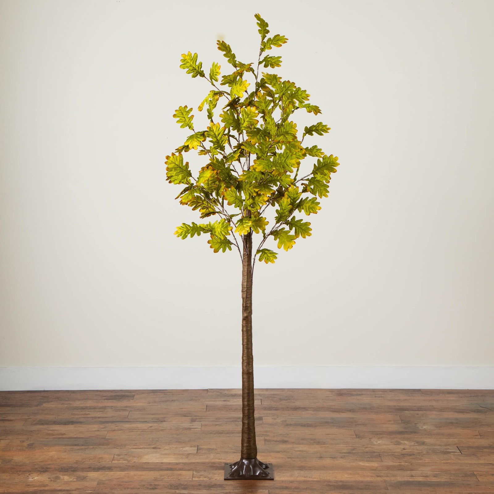 Nearly Natural 5ft Pre-Lit Green Autumn Oak Fall Tree w/ 200 Warm White LED